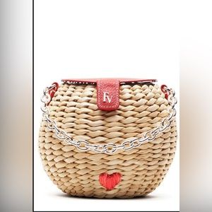 Frances Valentine Honeypot Basket Natural/Red Embroidered Heart
